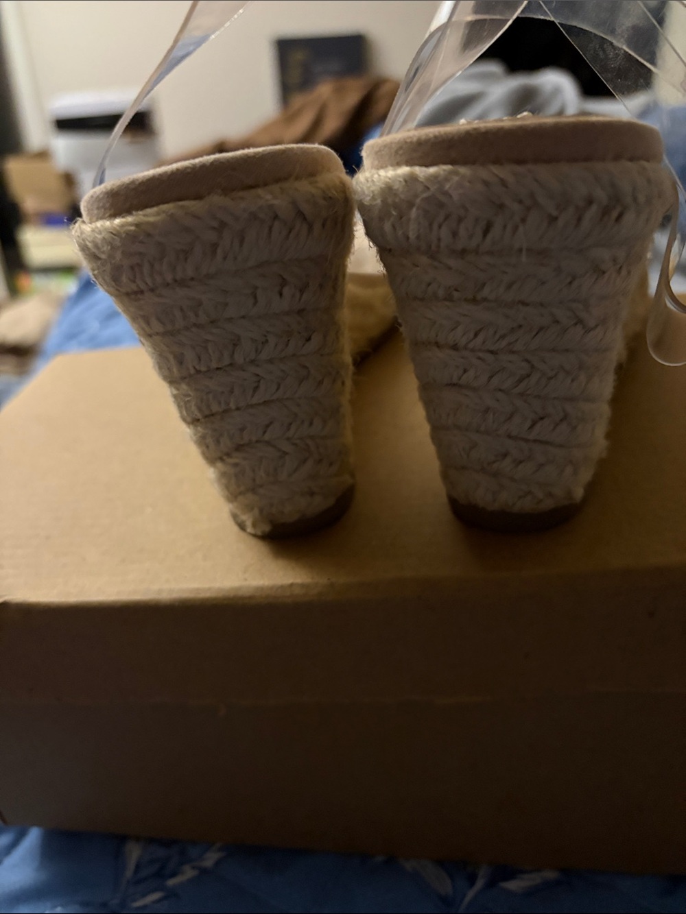 Steve Madden Nude Espadrille Wedge Sandal with Clear Straps - Picture 4 of 5